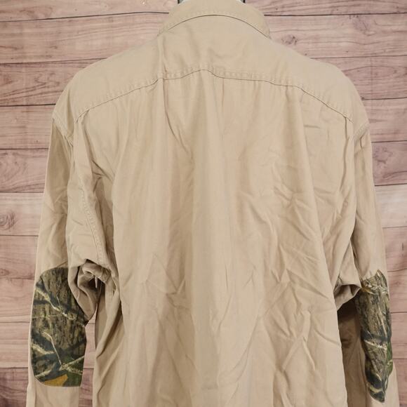 REDHEAD LONG SLEEVE BEIGE KHAKI CAMO HEAVY BUTTON UP SHIRT MENS SIZE 2XLT TALL - Picture 5 of 6